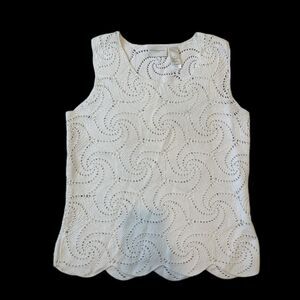 Liz Claiborne Women's White Knit Sleeveless Blouse MD